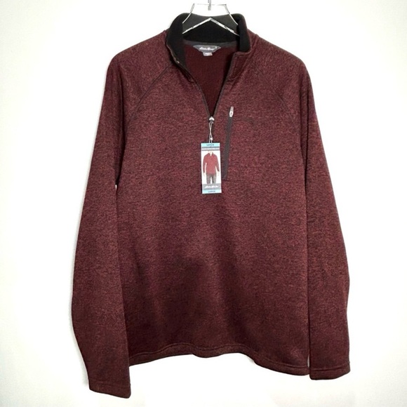 Eddie Bauer Radiator Fleece 1/4 Zip LS Sweater Maroon Color WINE TASTING NEW - Picture 3 of 11